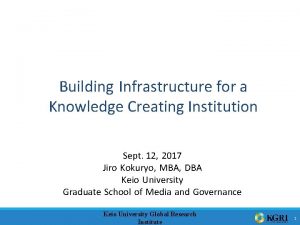 Building Infrastructure for a Knowledge Creating Institution Sept
