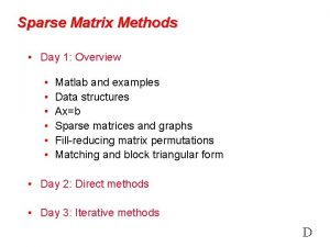 Sparse Matrix Methods Day 1 Overview Matlab and