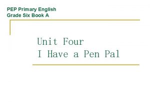 PEP Primary English Grade Six Book A Unit