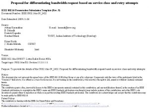 Proposal for differentiating bandwidth request based on service