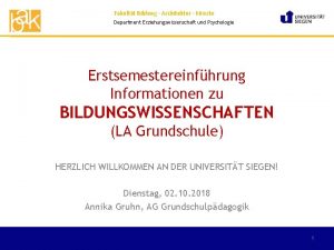 Fakultt Bildung Architektur Knste Department Erziehungswissenschaft und Psychologie