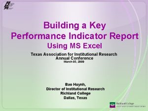 Building a Key Performance Indicator Report Using MS