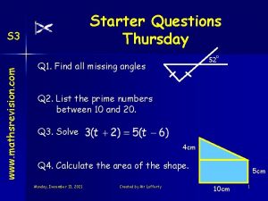 Starter Questions Thursday www mathsrevision com S 3
