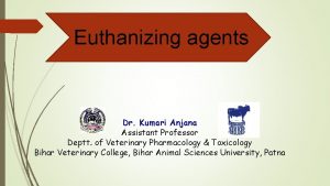 Euthanizing agents Dr Kumari Anjana Assistant Professor Deptt