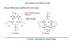 Dual versions of CMOS circuits Simple differential amplifier