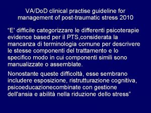 VADo D clinical practise guideline for management of