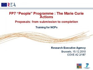 FP 7 People Programme The Marie Curie Actions