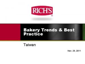 Bakery Trends Best Practice Taiwan Nov 29 2011