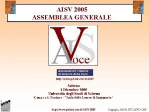 AISV 2005 ASSEMBLEA GENERALE http www pd istc