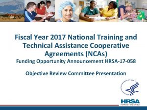 Fiscal Year 2017 National Training and Technical Assistance