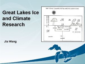 Great Lakes Ice and Climate Research Jia Wang