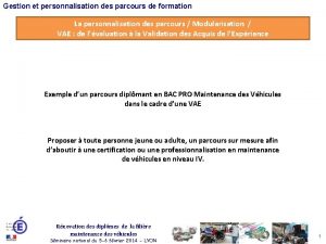 Gestion et personnalisation des parcours de formation La