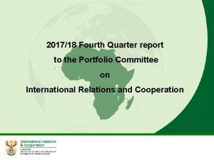 201718 Fourth Quarter report to the Portfolio Committee