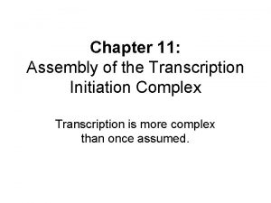 Chapter 11 Assembly of the Transcription Initiation Complex