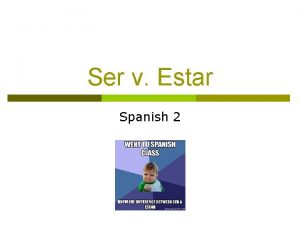 Ser v Estar Spanish 2 Estar To be