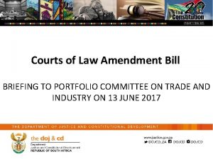 Courts of Law Amendment Bill BRIEFING TO PORTFOLIO