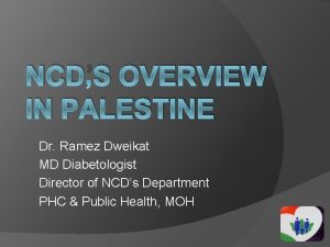 NCDS OVERVIEW IN PALESTINE Dr Ramez Dweikat MD