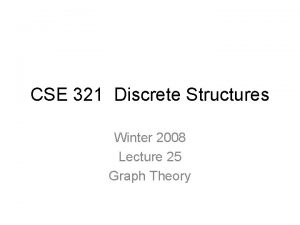 CSE 321 Discrete Structures Winter 2008 Lecture 25