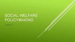 SOCIAL WELFARE POLICYMAKING Chapter 18 SOCIAL WELFARE CONTROVERSY