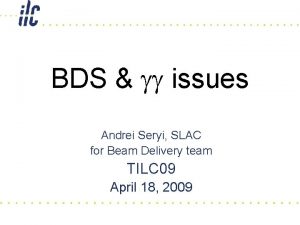 BDS gg issues Andrei Seryi SLAC for Beam