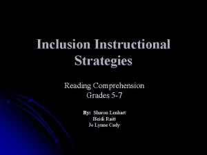 Inclusion Instructional Strategies Reading Comprehension Grades 5 7