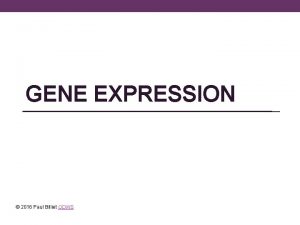 GENE EXPRESSION 2016 Paul Billiet ODWS Two steps