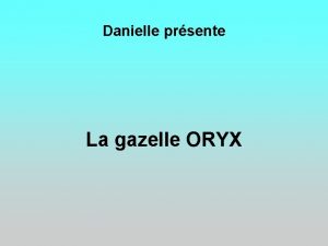 Danielle prsente La gazelle ORYX Ordre Artiodactyla Famille