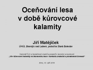 Oceovn lesa v dob krovcov kalamity Ji Matjek