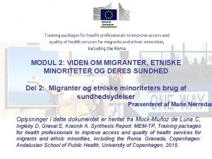 MODUL 2 VIDEN OM MIGRANTER ETNISKE MINORITETER OG