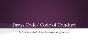 Dress Code Code of Conduct NJ FBLA State