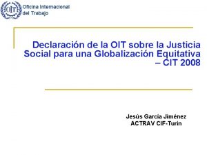 Oficina Internacional del Trabajo Declaracin de la OIT