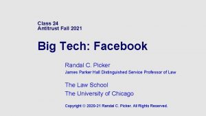 Class 24 Antitrust Fall 2021 Big Tech Facebook