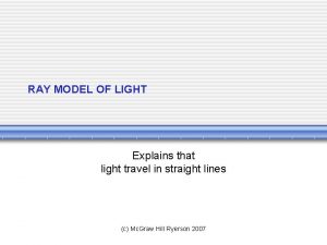 RAY MODEL OF LIGHT Explains that light travel