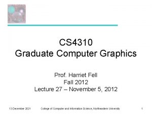 CS 4310 Graduate Computer Graphics Prof Harriet Fell