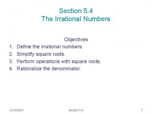 Section 5 4 The Irrational Numbers 1 2