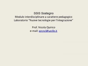 SSIS Sostegno Modulo interdisciplinare a carattere pedagogico Laboratorio