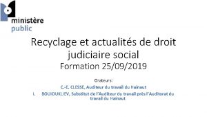 Recyclage et actualits de droit judiciaire social Formation