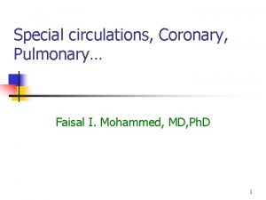 Special circulations Coronary Pulmonary Faisal I Mohammed MD