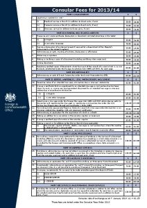 Consular Fees for 201314 PART I LEGALISATION 1