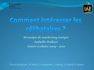 Comment intresser les clibataires Stratgie de marketing intgr