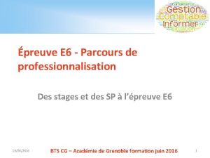 preuve E 6 Parcours de professionnalisation Des stages