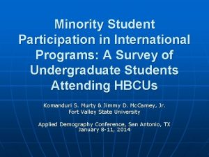 Minority Student Participation in International Programs A Survey
