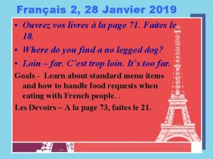 Franais 2 28 Janvier 2019 Ouvrez vos livres