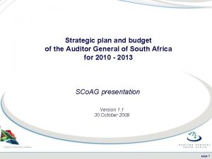 Strategic plan and budget of the Auditor General