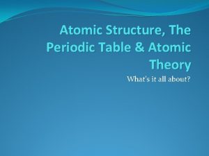 Atomic Structure The Periodic Table Atomic Theory Whats