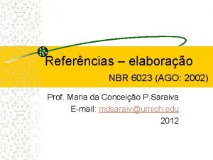 Referncias elaborao NBR 6023 AGO 2002 Prof Maria