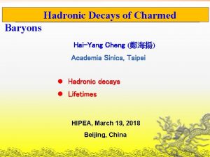 Hadronic Charmed Decays of Charmed Baryons HaiYang Cheng