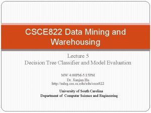 CSCE 822 Data Mining and Warehousing Lecture 5