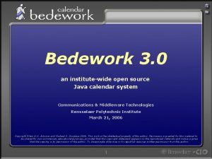 Bedework 3 0 an institutewide open source Java