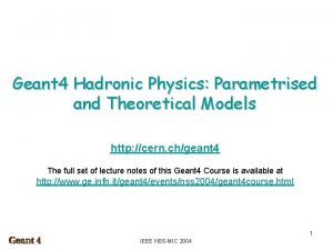 Geant 4 Hadronic Physics Parametrised and Theoretical Models